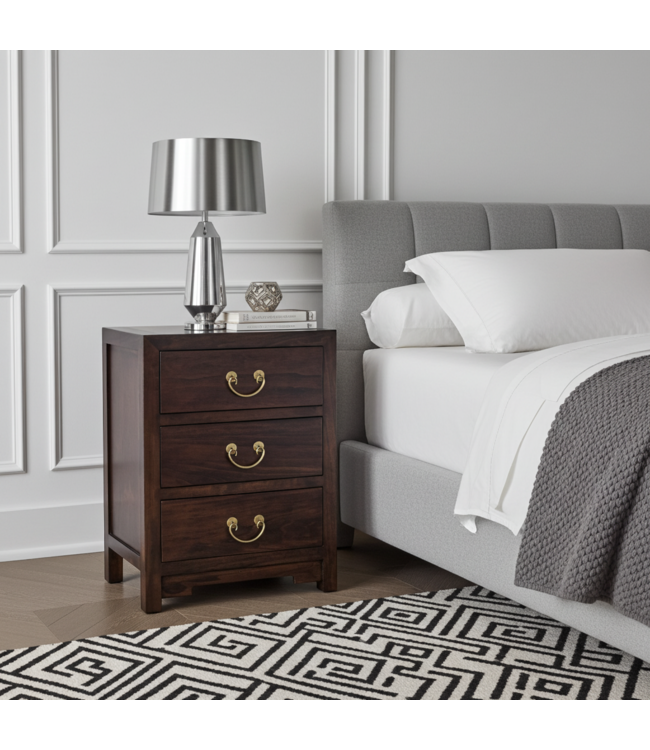 Chinese Bedside Table Earthy Brown - Orientique Collection W45xD30xH60cm