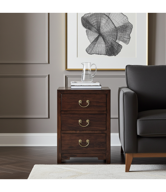 Chinese Bedside Table Earthy Brown - Orientique Collection W45xD30xH60cm