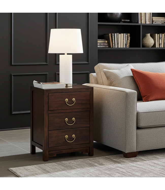 Mesita de Noche China Earthy Marrón - Orientique Colección An45xP30xAl60cm