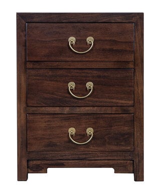 Fine Asianliving Chinesischer Nachttisch Earthy Braun - Orientique Kollektion B45xT30xH60cm