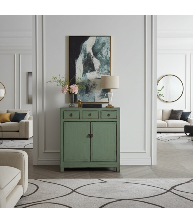 Buffet Chinois Ancien Menthe Haute Brillance L102xP40xH107cm