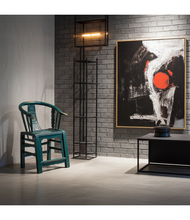 Antikes Paar Chinesische Armstühle Frühes 19. Jahrhundert Blau Hochglanz Handgeschnitzt