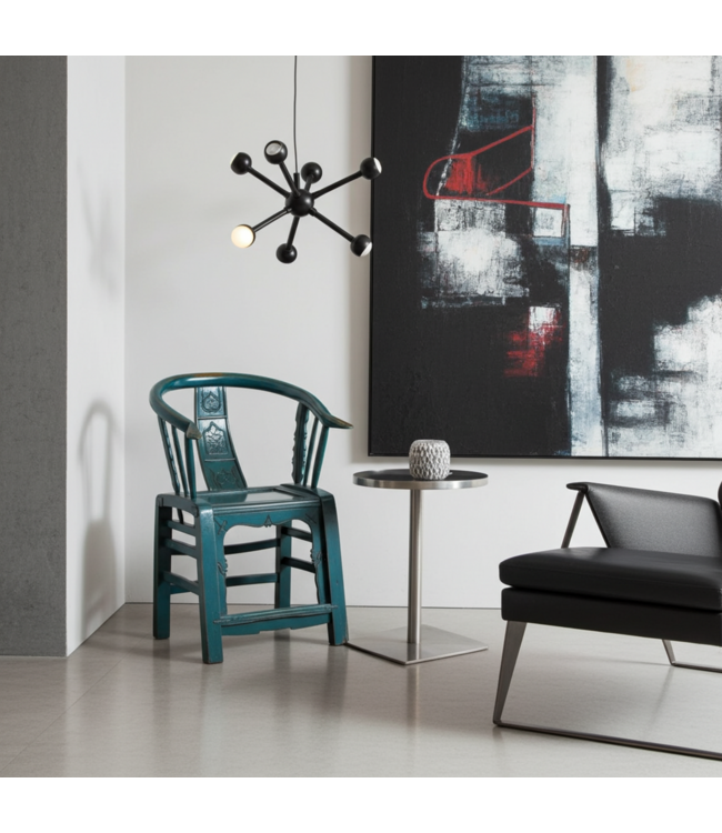 Antieke Chinese Stoelen met Armleuning Blauw High Gloss Set/2