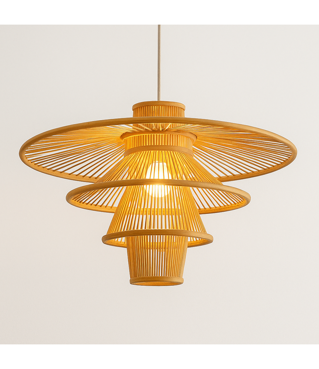 Bamboo Pendant Light Lampshade Natural Handmade - Mavis D60xH33cm