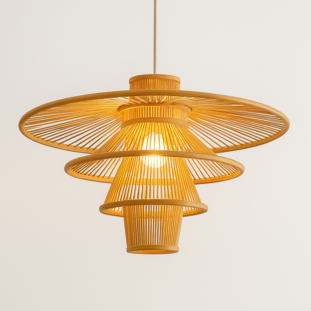 Bamboo Lampshade Pendant Light Handmade Mavis D60xH40cm Orientique — free download