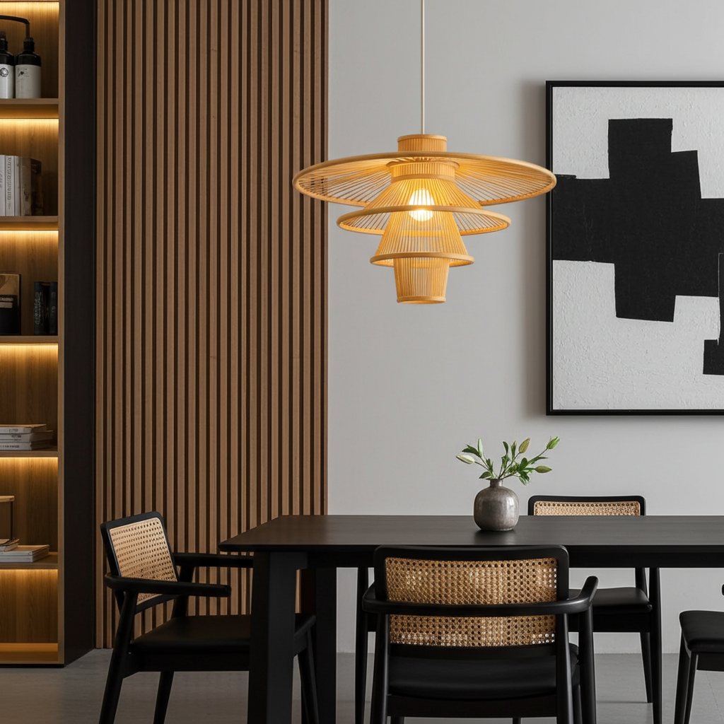 Bamboo Lampshade Pendant Light Handmade Mavis D60xH40cm Orientique — free download