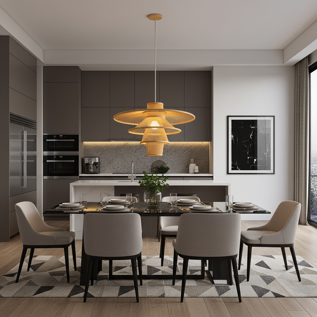 Bamboo Lampshade Pendant Light Handmade Mavis D60xH40cm Orientique — free download