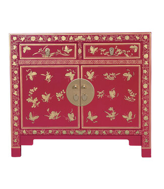 Fine Asianliving Armadio Cinese Fuchsia Royale Farfalle Dipinto a Mano - Orientique Collezione L90xP40xA80cm