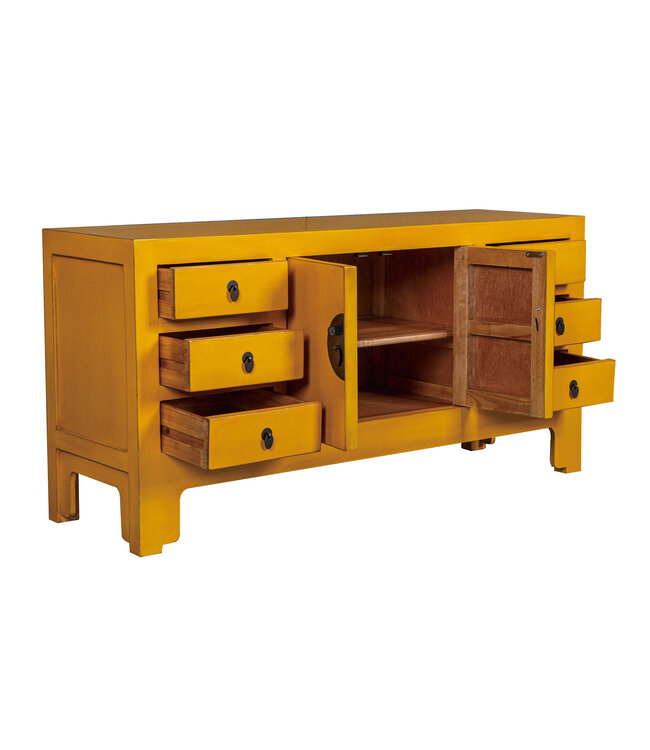 Chinesisches TV Lowboard Marigold Gelbe - Orientique Kollektion B121xT37xH61cm