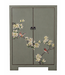 Chinesischer Schrank Olive Grau Handbemalte Blüten B80xT35xH99cm