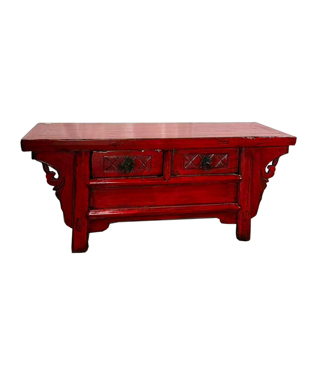 Antiker Chinesischer Schrank Rot Hochglanz B107xT40xH43cm