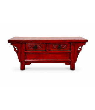 Fine Asianliving Armoire Chinoise Ancienne Rouge Haute Brillance L107xP40xH43cm