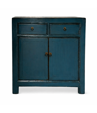 Fine Asianliving Antique Chinese Cabinet Deep Blue High Gloss W83xD39xH90cm