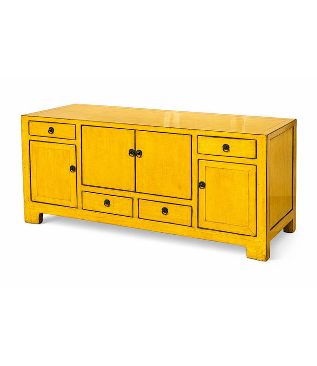 Mobile TV Antico Cinese Giallo Lucido L135xP40xH53cm