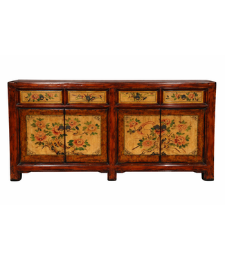 Fine Asianliving Antique Chinese Sideboard Handpainted Peonies W159xD42xH82cm