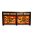 Credenza Cinese Antica Nera Rossa Dipinta a Mano con Peonie L167xP40xA87cm