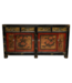 Antikes Chinesisches Sideboard Rot Handbemalt Blumen B164xT40xH81cm