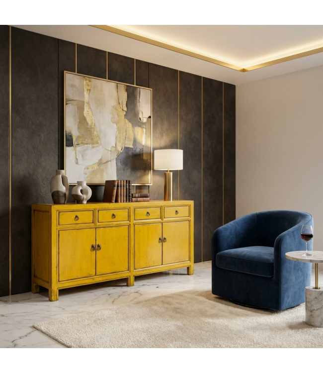 Antieke Chinese Dressoir Geel High Gloss B170xD42xH88cm