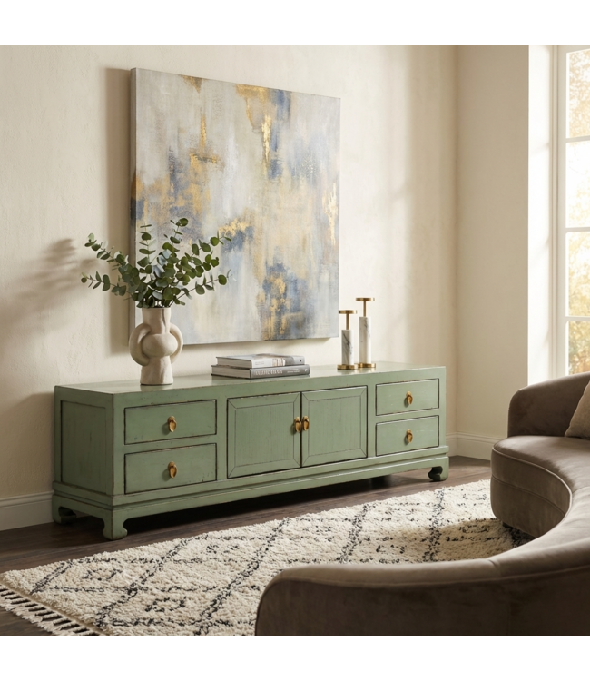 Mueble TV Oriental Menta Alto Brillo An180xP40xAl50cm