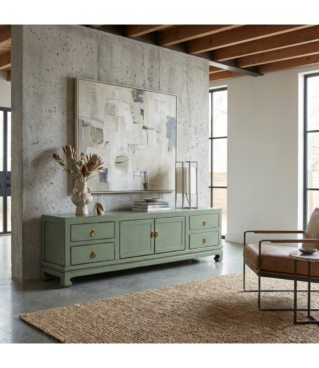 Mueble TV Oriental Menta Alto Brillo An180xP40xAl50cm