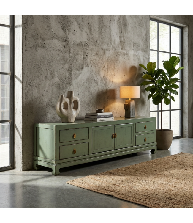 Mueble TV Oriental Menta Alto Brillo An180xP40xAl50cm