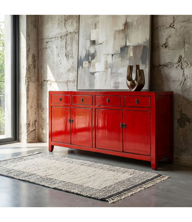 Antiek Chinees Dressoir Rood High Gloss B152xD40xH88cm
