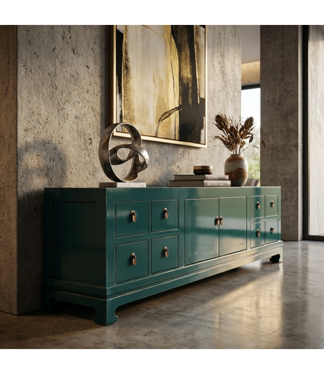 Chinese TV Cabinet Teal High Gloss W180xD40xH50cm