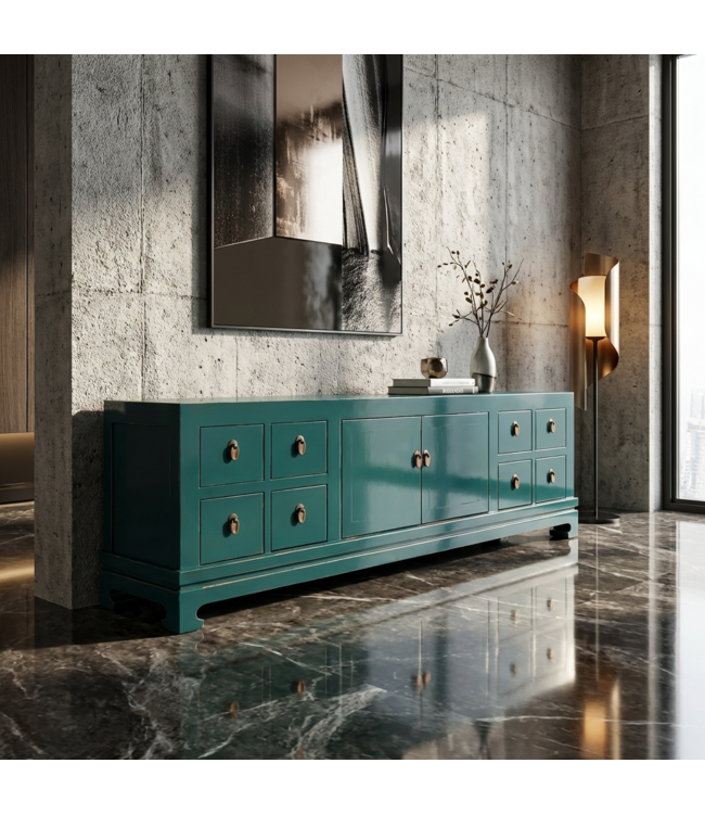 Mobile TV Cinese Verde Acqua Lucido L180xP40x50cm