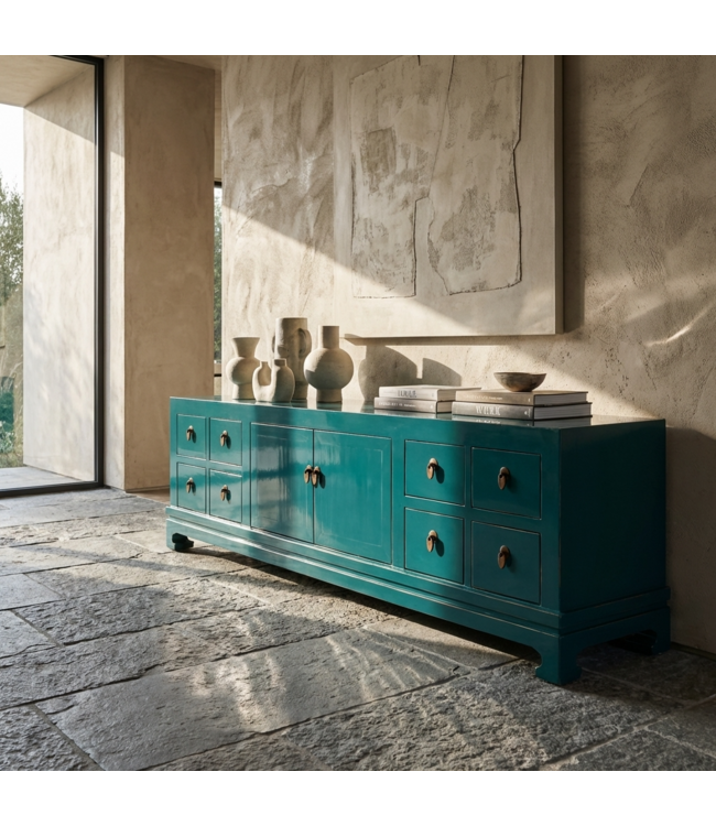 Chinese TV Cabinet Teal High Gloss W180xD40xH50cm