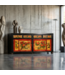 Antique Chinese Sideboard Red Black Handpainted Peonies W167xD40xH87cm