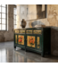 Antique Chinese Sideboard Teal Handpainted Peonies W176xD45xH85cm