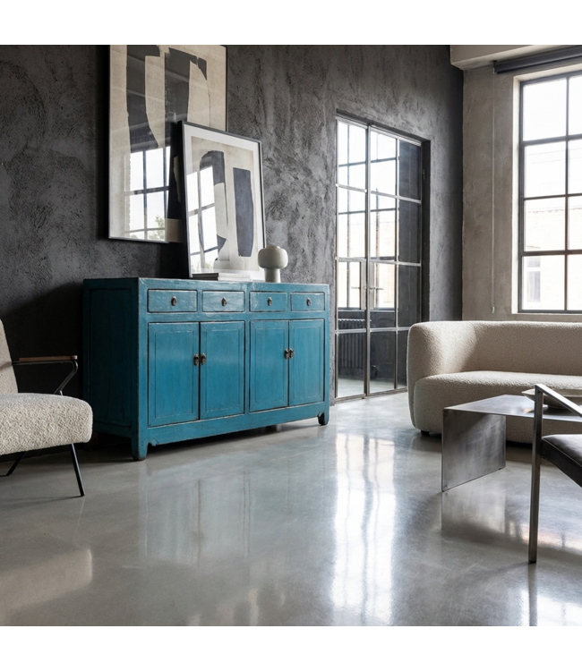 Antique Chinese Sideboard Blue High Gloss W154xD40xH93cm