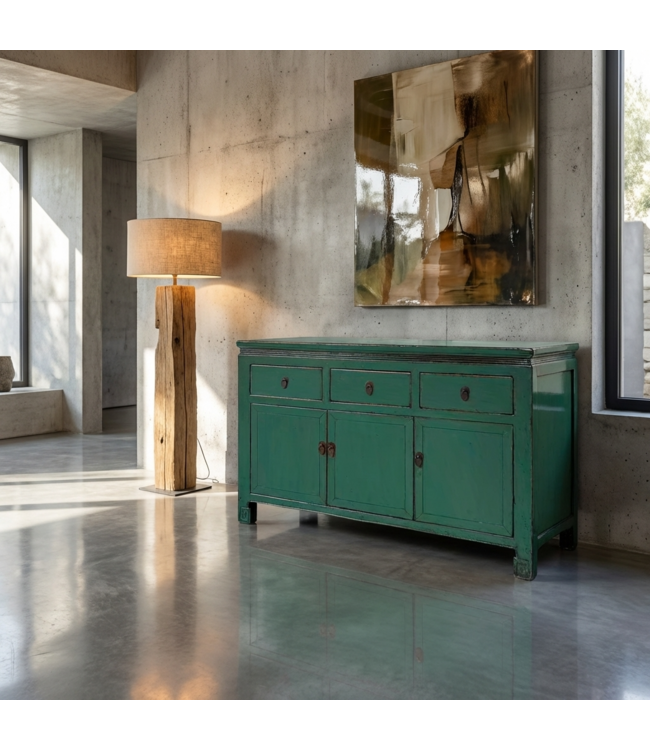 Antique Chinese Sideboard Aqua Green High Gloss W143xD42xH85cm
