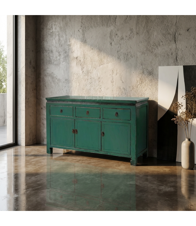 Antieke Chinese Dressoir Aqua Groen High Gloss B143xD42xH85cm