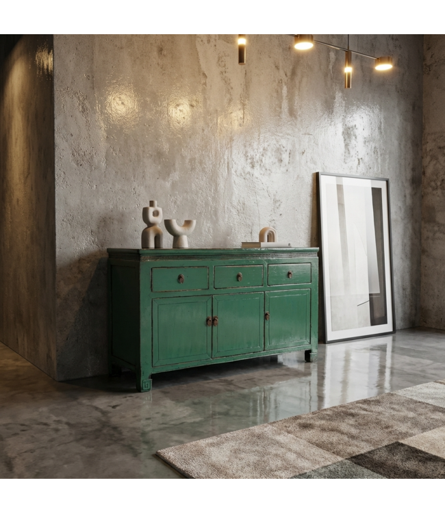 Antieke Chinese Dressoir Aqua Groen High Gloss B143xD42xH85cm