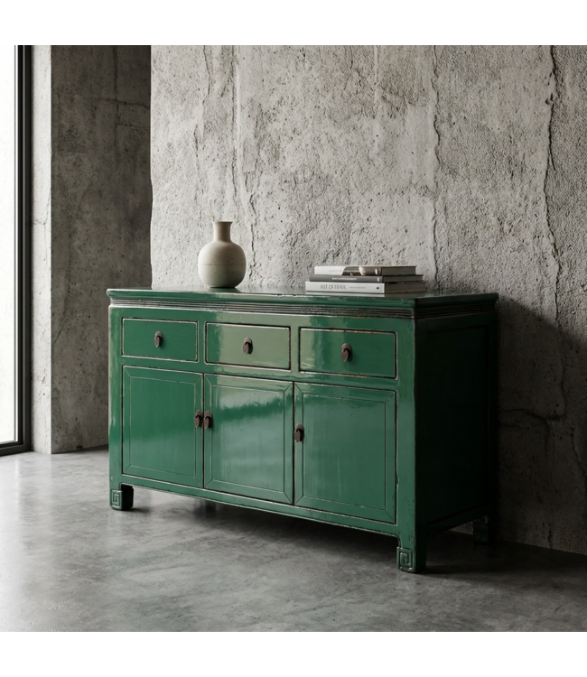 Aparador Chino Antiguo Verde Agua Alto Brillo A143xP42xAlt85cm