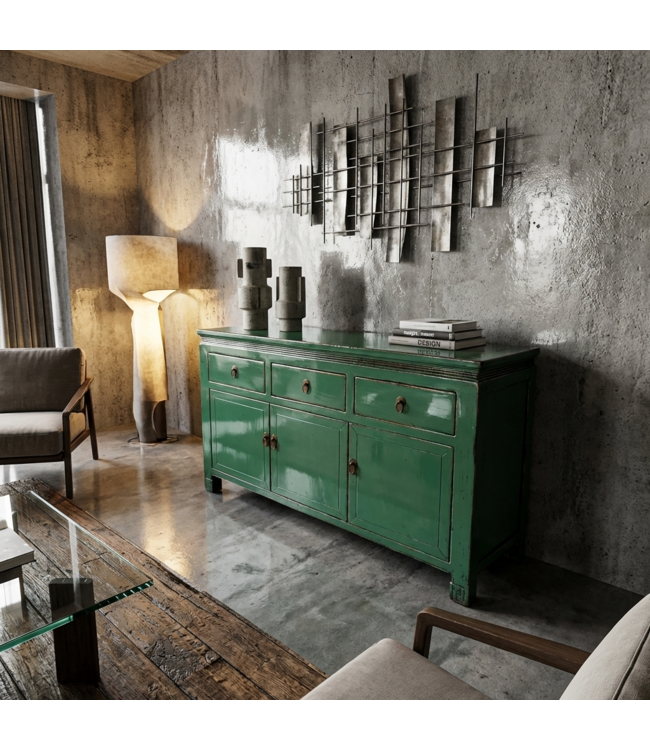 Antikes Chinesisches Sideboard Aquagrün Hochglanz B143xT42xH85cm