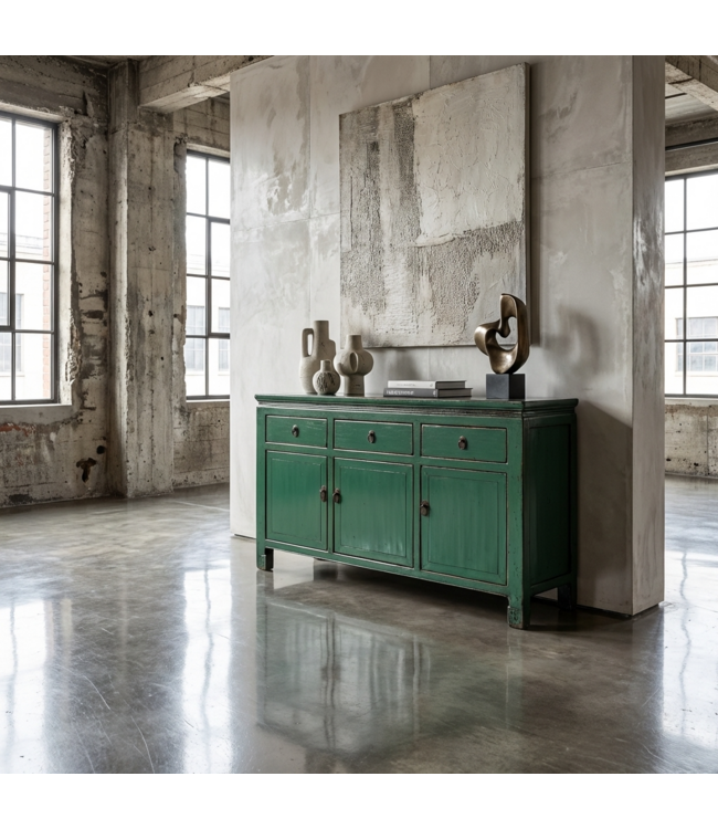 Antikes Chinesisches Sideboard Aquagrün Hochglanz B143xT42xH85cm