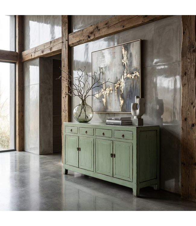 Antieke Chinese Dressoir Mint High Gloss B157xD40xH90cm