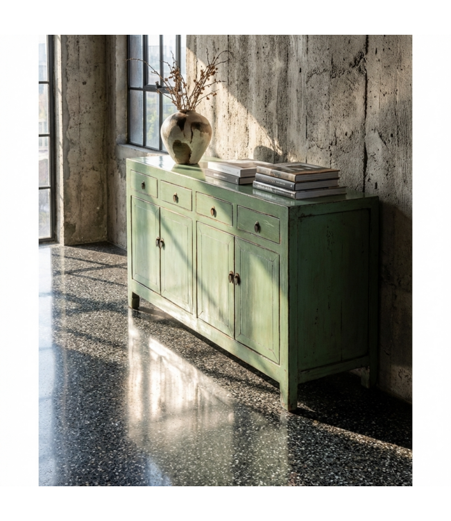 Aparador Chino Antiguo Menta Alto Brillo A157xP40xAlt90cm