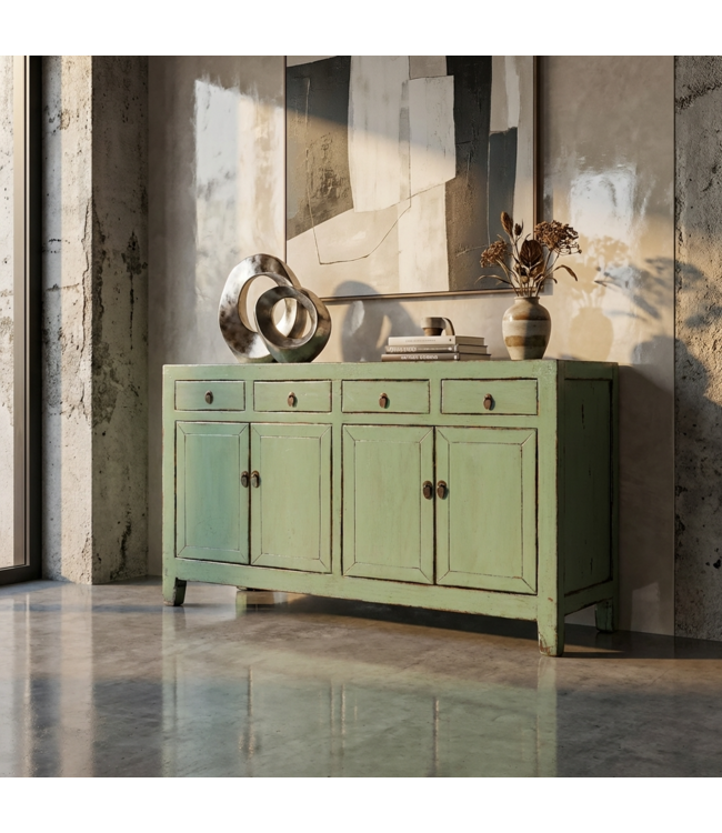 Aparador Chino Antiguo Menta Alto Brillo A157xP40xAlt90cm
