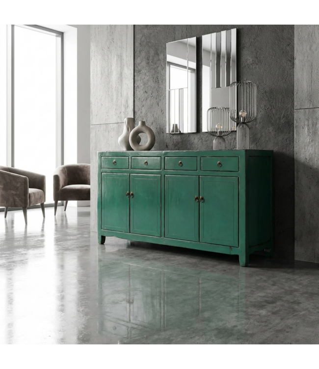 Aparador Chino Antiguo Verde Agua Alto Brillo A154xP39xAlt89cm