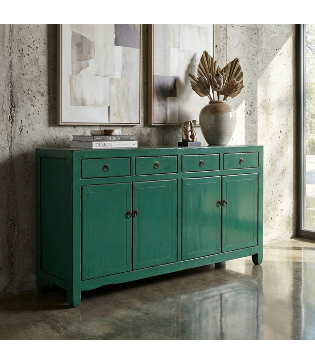 Antieke Chinese Dressoir Aqua Groen High Gloss B154xD39xH89cm