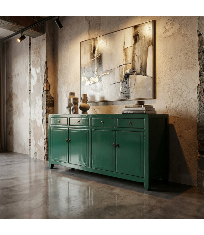 Antique Chinese Sideboard Aqua Green High Gloss W154xD39xH89cm