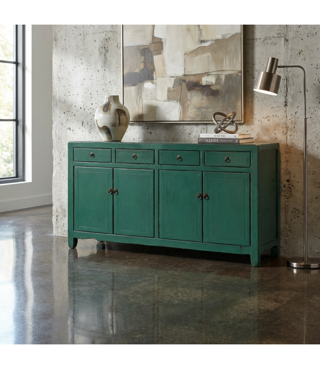 Aparador Chino Antiguo Verde Agua Alto Brillo A154xP39xAlt89cm