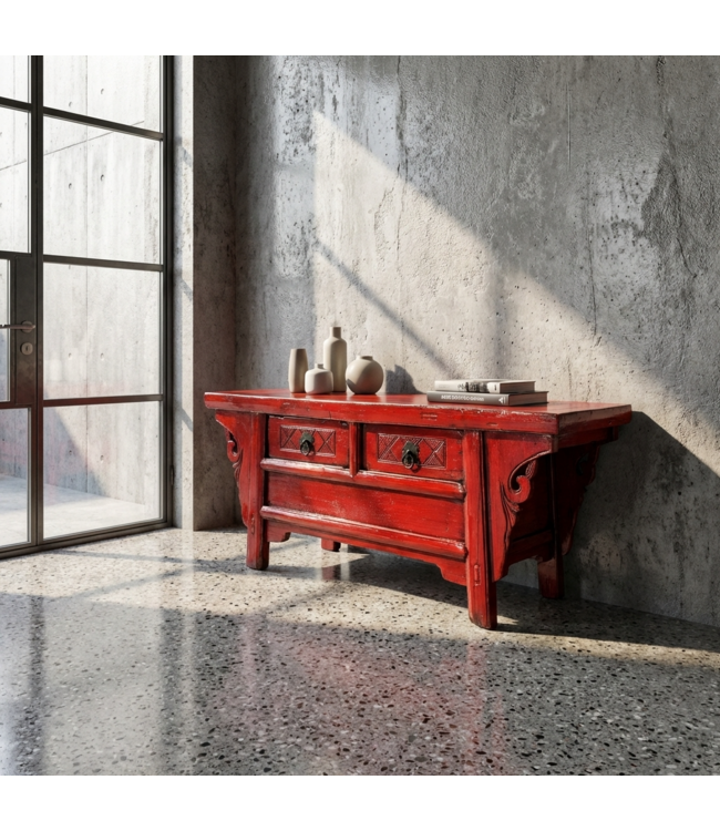 Antique Chinese Cabinet Red High Gloss W107xD40xH43cm