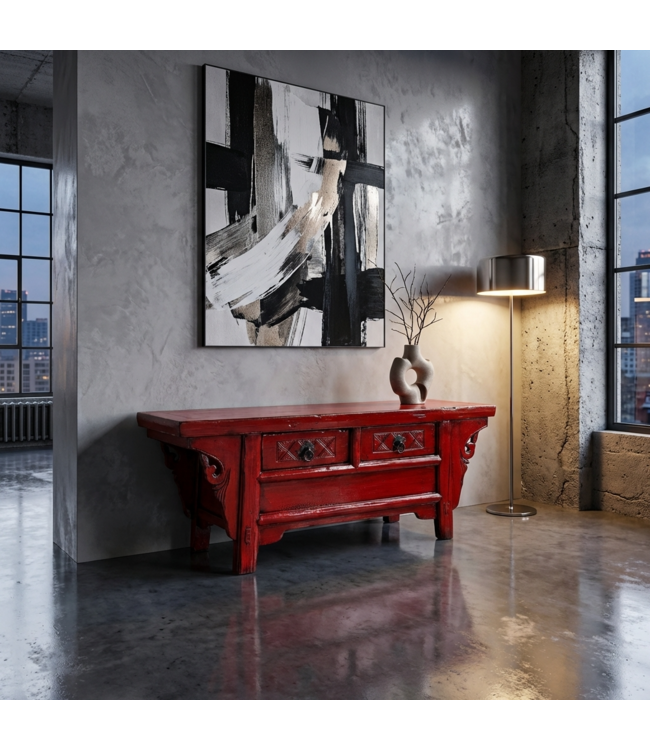 Armadio Cinese Antico Rosso Lucido L107xP40xA43cm