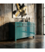 Buffet Chinois Ancien Bleu Haute Brillance L128xP40xH91cm