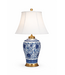 Fine Asianliving Lámpara de Mesa de Porcelana Clásica Loto Azul D.38xA65cm
