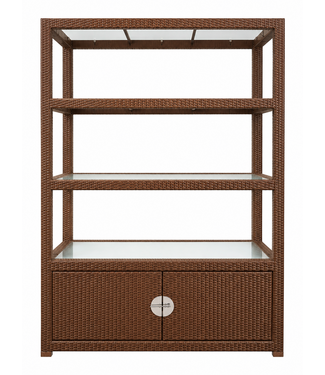 Fine Asianliving OUTLET Chinese Display Kast Wicker Rotan met Glas Panelen B150xD60xH215cm ZELF OPHALEN